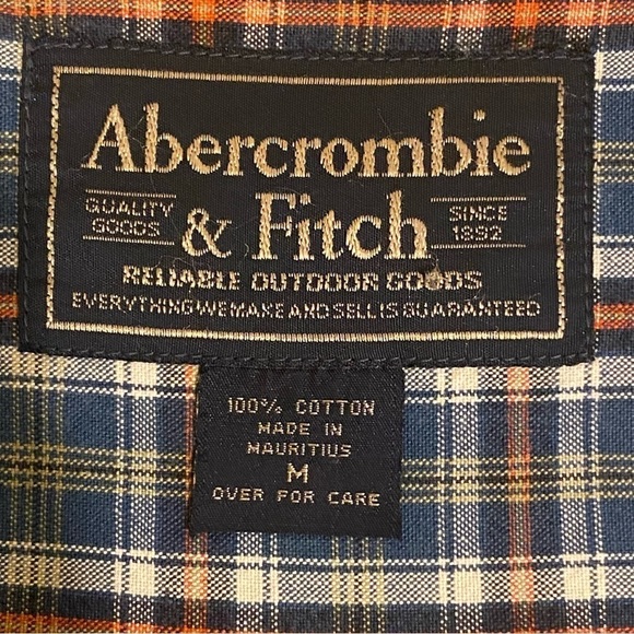 Abercrombie & Fitch Blue Red Plaid  Short Sleeve Button Down Shirt M Cotton - Picture 2 of 11